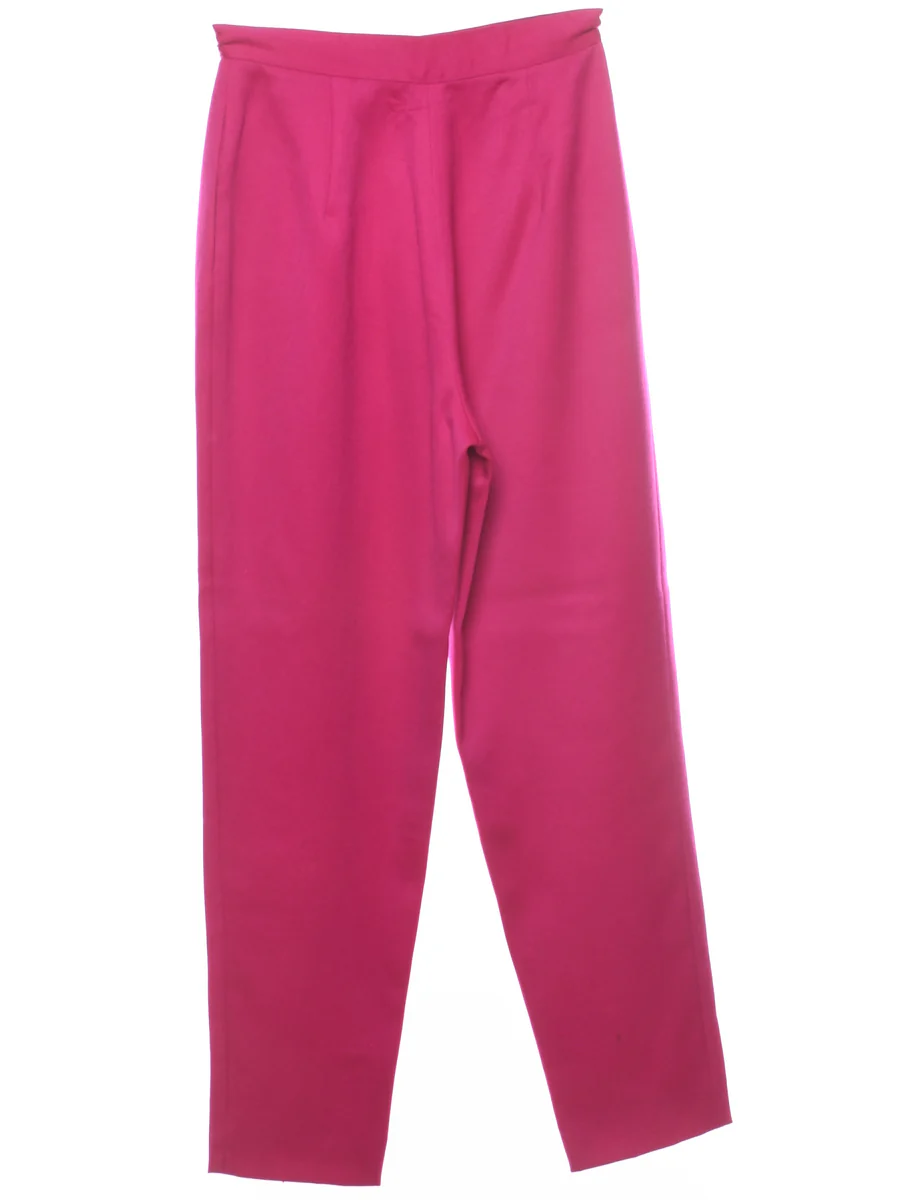 Vintage Wool High Waist Hot Pink Trousers - W27 L29 - Image 2