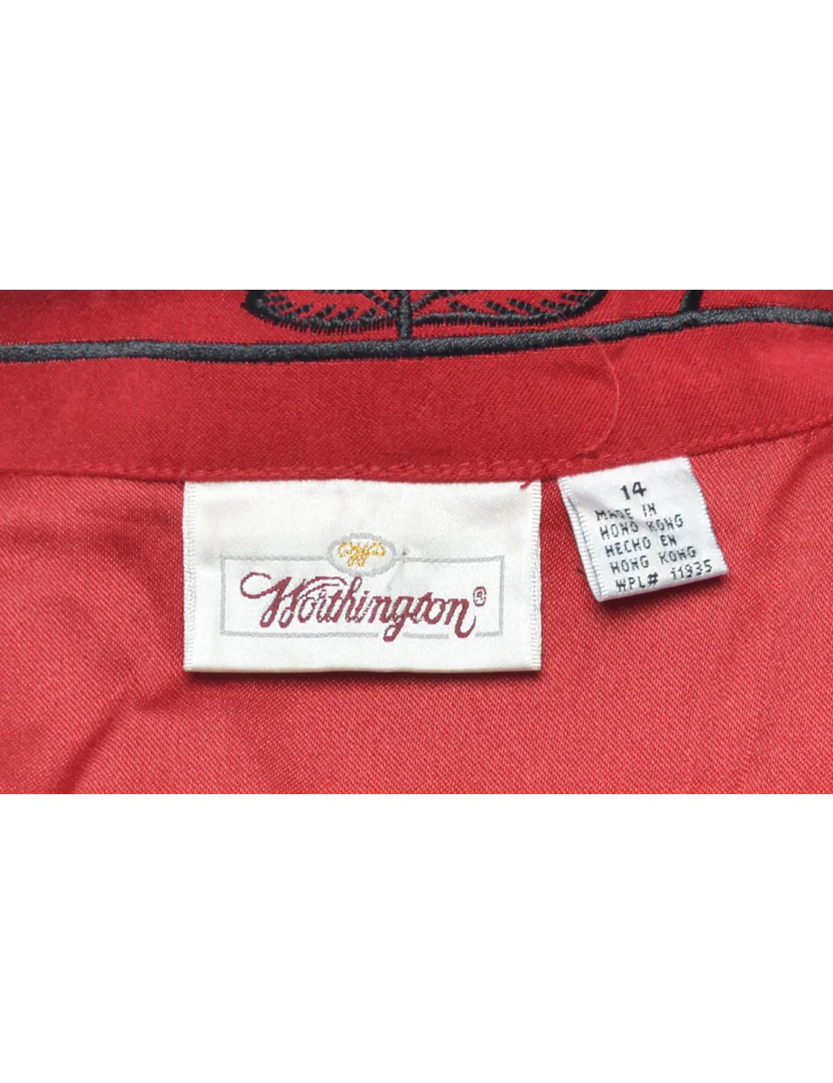 Vintage Worthington Black & Red Embroidered Jacket - M - Image 4