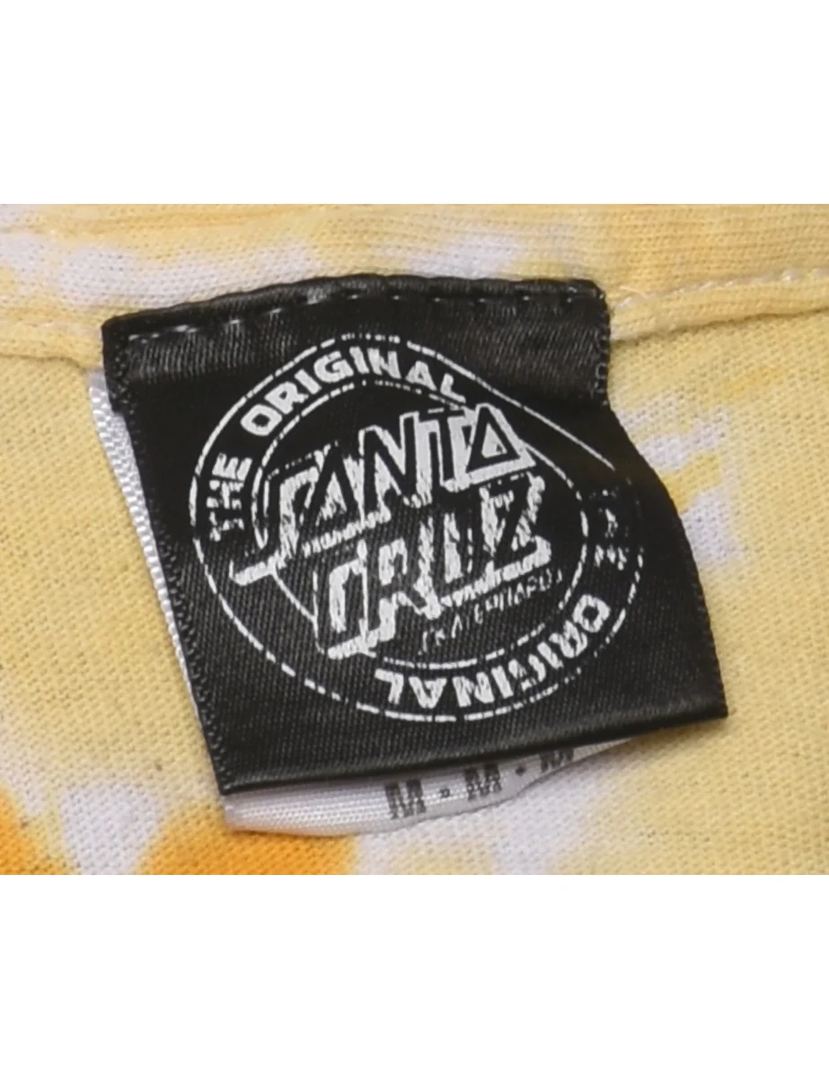 Vintage Yellow & Orange Sanat Cruz Skateboarding Tie Dye T-shirt - M - Image 4
