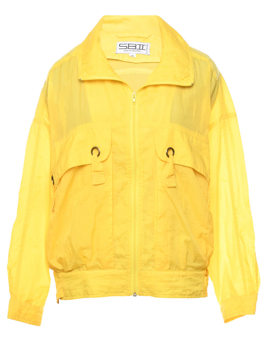 Vintage Yellow Zip-Front Nylon Jacket - M